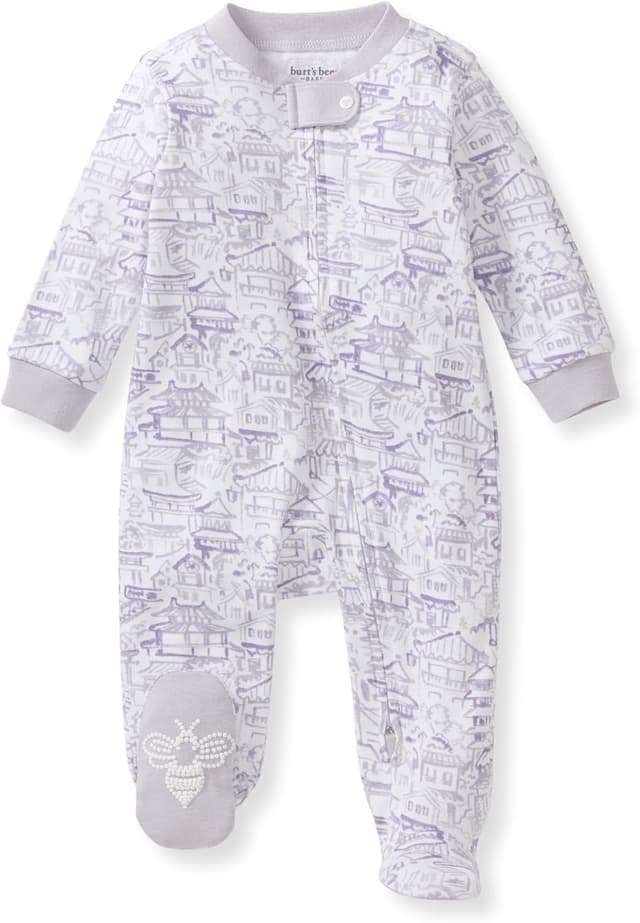 Detalle de Burt's Bees Baby Girls' Organic Cotton Sleep and Play Footed Pajamas