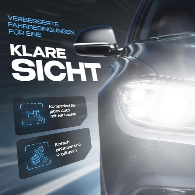 Detalle de Gread 2x H11 Halogen-Lampensatz im Xenon-Look (super white) – mit E-Prüfzeichen