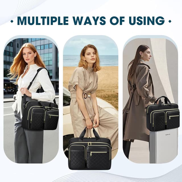 Thumbnail 6 de RAINSMORE Laptop Bag for Women (17.3 inch) – Large Briefcase, Messenger & Travel Case in Black