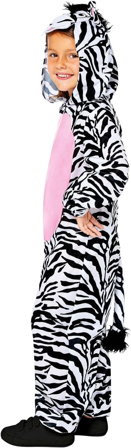 Detalle 2 de (PKT) Child Zebra All In One Kostüm (8–10 Jahre) – Einteiler/Overall im Zebra-Look