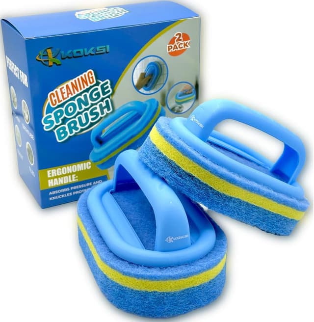 Detalle de KOKSI 2-Piece Cleaning Brush Set with Ergonomic Handle for Bathroom, Kitchen, Shower, and Toilet