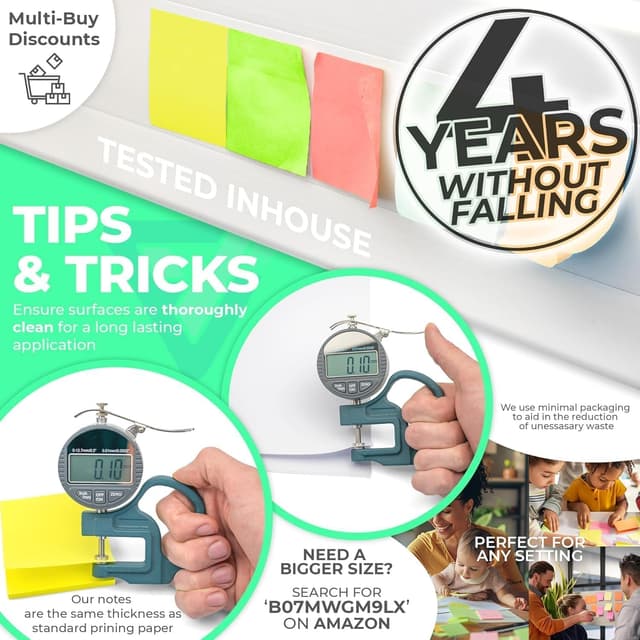 Thumbnail 6 de EVG 9600 Bright Sticky Notes 76x76mm (3"x3") – 96 Pads for reminders, notes and checklists