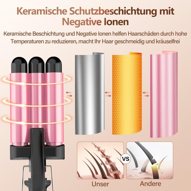 Detalle de Piastra onde per capelli BESTOPE MIX 3 tubi