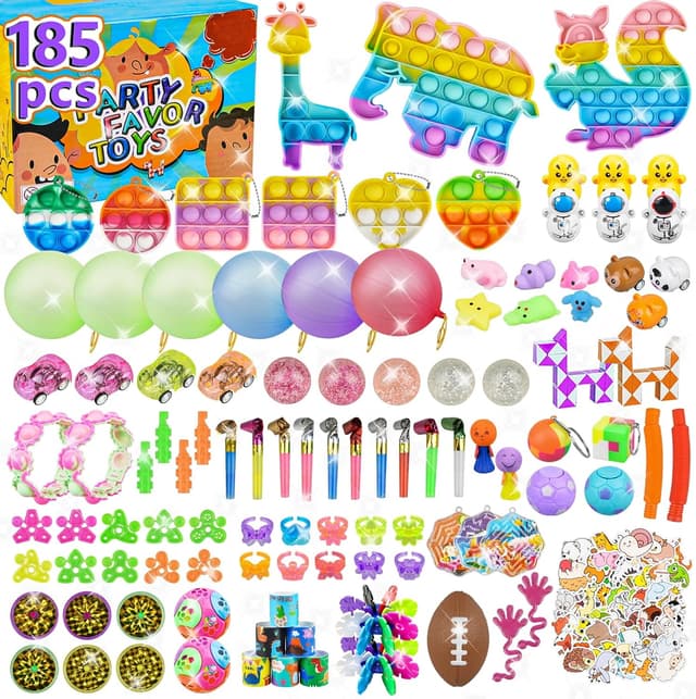 Detalle de OdiuK 185pcs Pop Fidget Toys set — party bag fillers, classroom prizes and stress-relief fidget toys