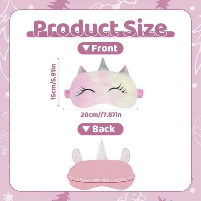 Detalle 2 de ACWOO Maschera per dormire unicorno 3D in peluche, copricapo eyeshade morbida e traspirante per bambini e adulti