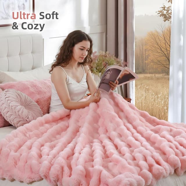 Thumbnail 4 de Smoofy Faux Fur Throw Blanket 50" x 60" ๐