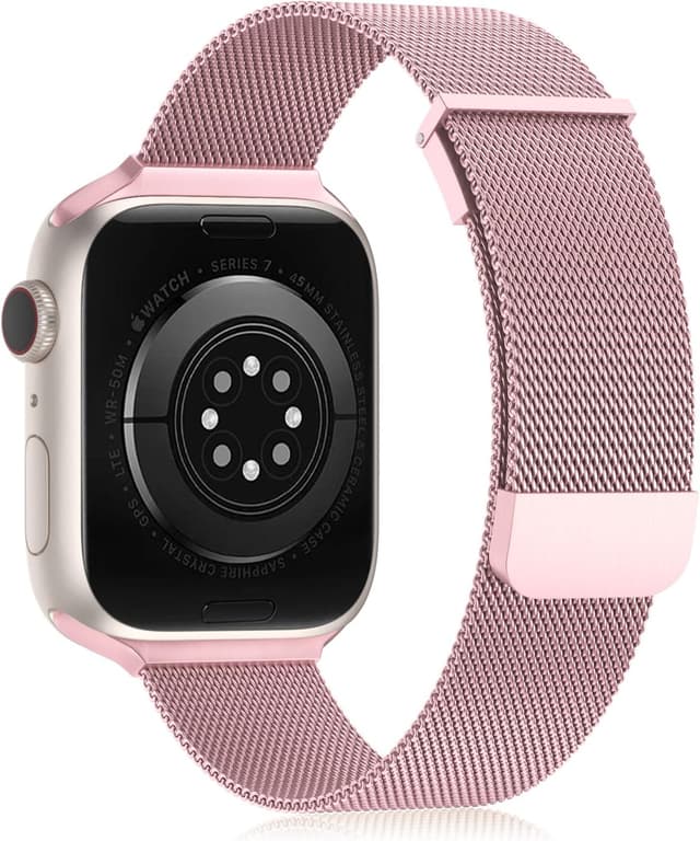 Detalle 2 de Tuocal Metal Upgraded Strap for Apple Watch (38/40/41/42mm) – Dual Magnetic Stainless Steel Mesh Replacement