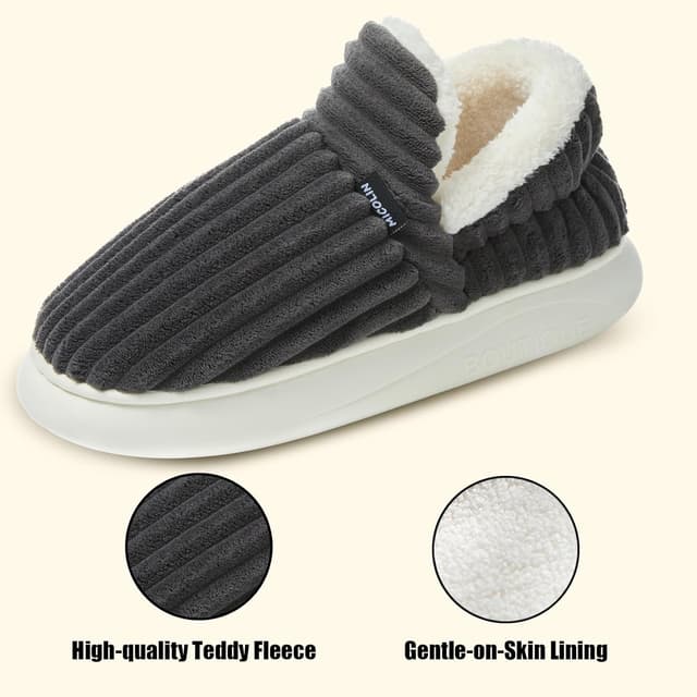 Detalle 2 de Misolin Women’s Cloud Bootie Corduroy Slippers with Memory Foam & Anti-Slip Sole (Indoor/Outdoor)