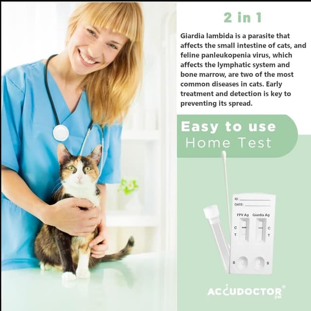 Detalle 2 de AccuDoctor Test Rapido per Gatto: FPV (Panleucopenia) + Giardia lamblia (kit da esame feci, 2 test)