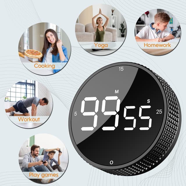 Thumbnail 6 de Upgraded Magnetic Digital Kitchen & Productivity Timer with Large LED Display (3 Presets, Visual Pomodoro)