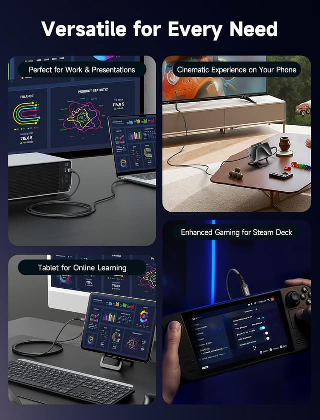 Thumbnail 6 de JSAUX USB‑C auf HDMI Kabel (1 m) für 4K@60Hz – Thunderbolt 3, MacBook, iPad Pro & kompatible Smartphones