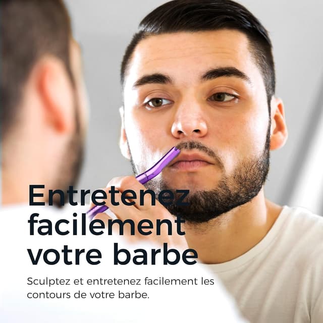 Detalle de ZOMCHI Rasoir à sourcils et visage avec housse de précision, 6 lames (violet)