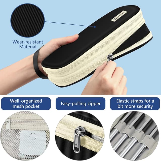 Detalle de FINPAC Federmäppchen Federtasche ZA – Schwarz, erweiterbar mit viel Stauraum