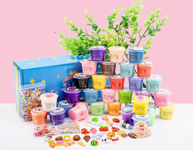 Detalle 1 de Fluffy Mini Butter Slime Kit 32-pack