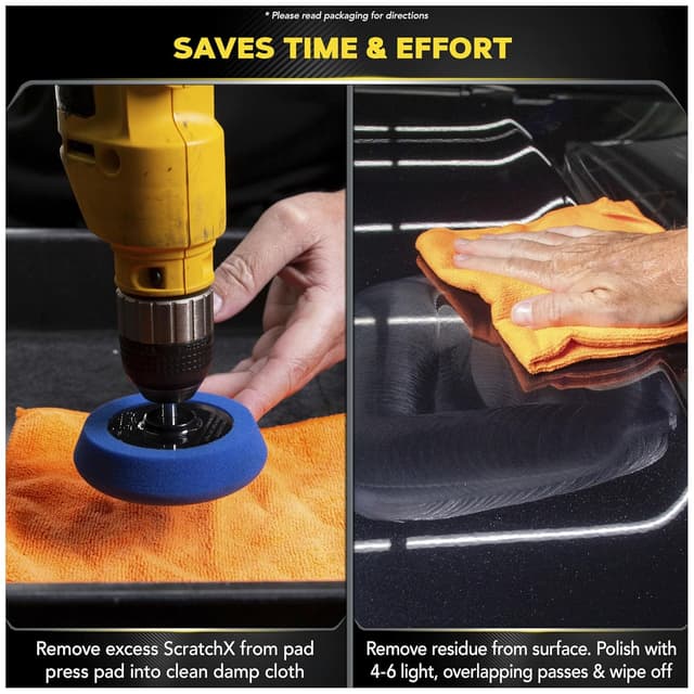 Detalle de Meguiar’s Quik Eraser Kit (ScratchX) Drill-Mounted Pad Scratch Remover for Clear Coats, 4 Count