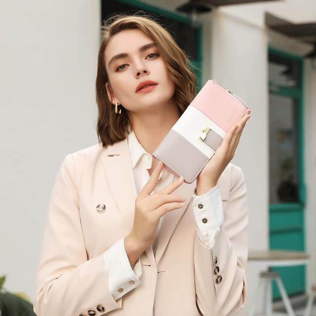 Detalle de Pomelo Best portafoglio donna in pelle sintetica con cerniera lunga, portamonete e protezione RFID