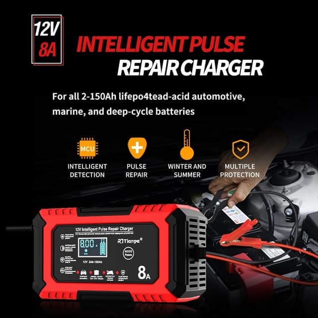 Thumbnail 2 de 8A Car Battery Charger LiFePO4 12V