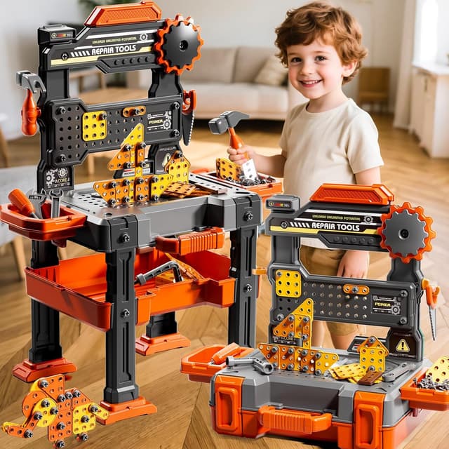 Thumbnail 2 de KIZONLY Kids Tools 2-in-1 Workbench for Ages 3–8