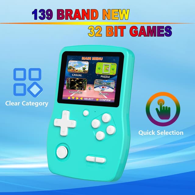 Detalle 2 de Bornkid Portale Giocattolo per Bambini con 139 videogiochi a 32 bit, schermo IPS 3,0” e batteria ricaricabile USB-C