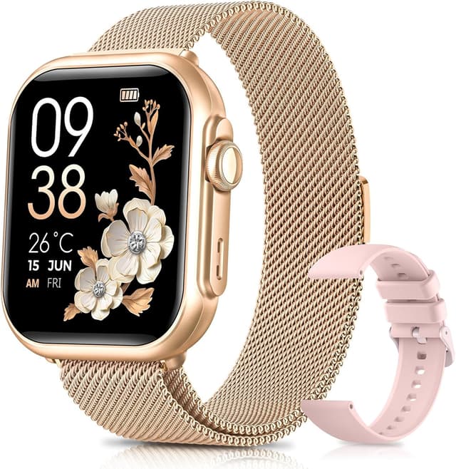 Detalle de Montre connectée femme Oliimptek avec batterie 1000 mAh et écran HD 1,83" (or rose)