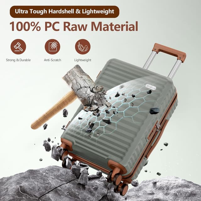 Detalle de SHOWKOO Luggage Sets 3 Piece Expandable Suitcase 20%