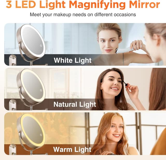 Detalle de VORREMIRR 15x 8" Rechargeable Magnifying Mirror 🪞