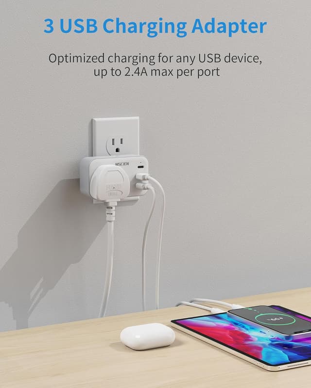 Thumbnail 4 de Mscien UK to US Travel Adapter 4‑in‑1