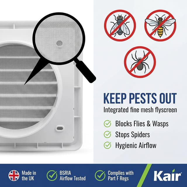 Detalle de Kair 100mm louvred wall vent grille