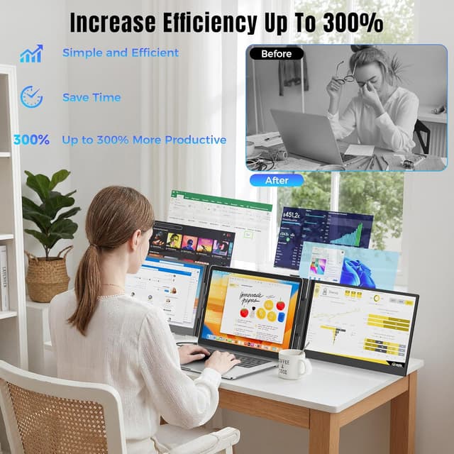 Detalle 2 de KEFEYA Écran portable 14" triple (extension PC) FHD 1080p 100% sRGB, plug & play