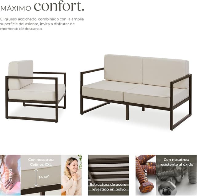 Thumbnail 4 de tectake® Conjunto Jardín Exterior de Acero 4 plazas