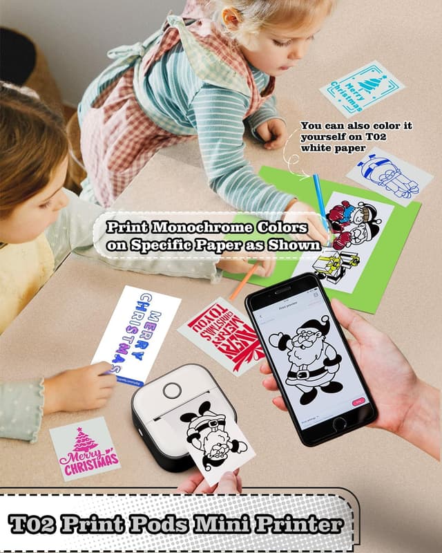 Detalle de Memoking T02 Minidrucker für Smartphone – tragbarer Thermo-Aufkleberdrucker per Bluetooth