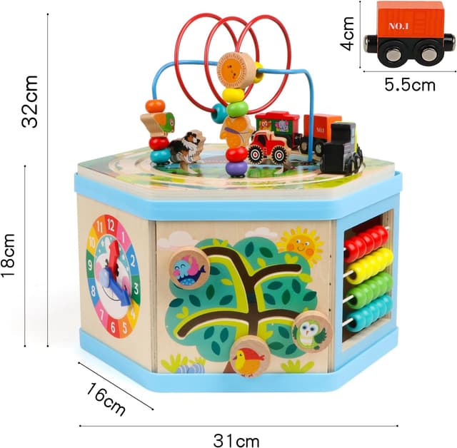 Thumbnail 6 de KABENFIS Wooden Activity Cube with Train Tracks 🚂
