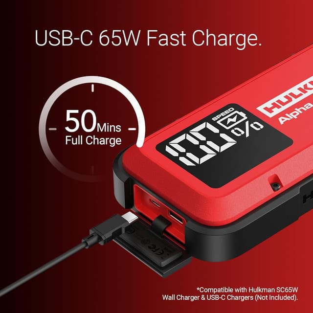 Detalle de HULKMAN Alpha Ultra Red Avviatore portatile 12V 1250A (44,4Wh) con display LED e IP65