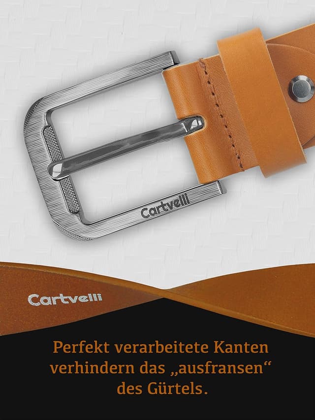 Detalle de Cartvelli Premium Ledergürtel für Herren (40 mm) mit Gürtelschließe ohne Nickel – Made in Germany inkl. Geschenkbox