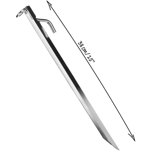 Detalle 2 de COM-FOUR 4 picchetti grandi in acciaio a profilo a V con anello e attacco per trampolino, ca. 38 cm