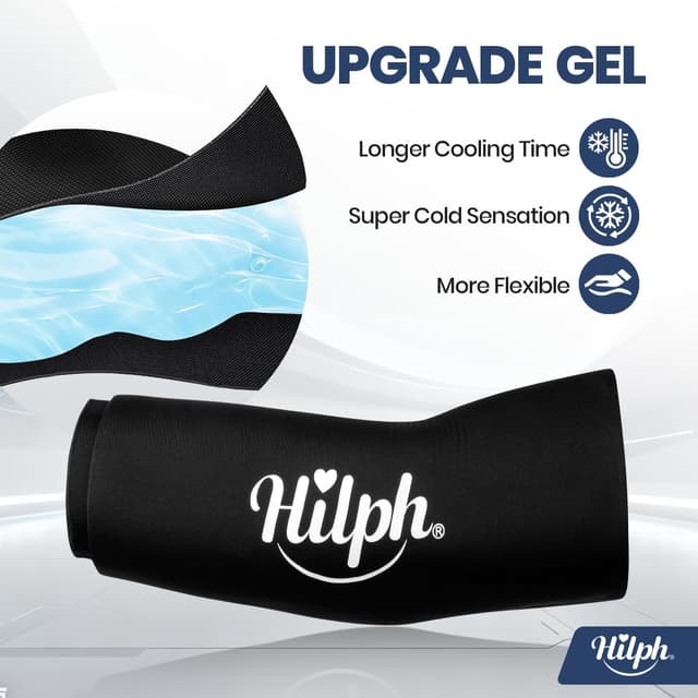 Detalle de Hilph Elbow Ice Pack Compression Sleeve – reusable cold and hot gel wrap (Size M)