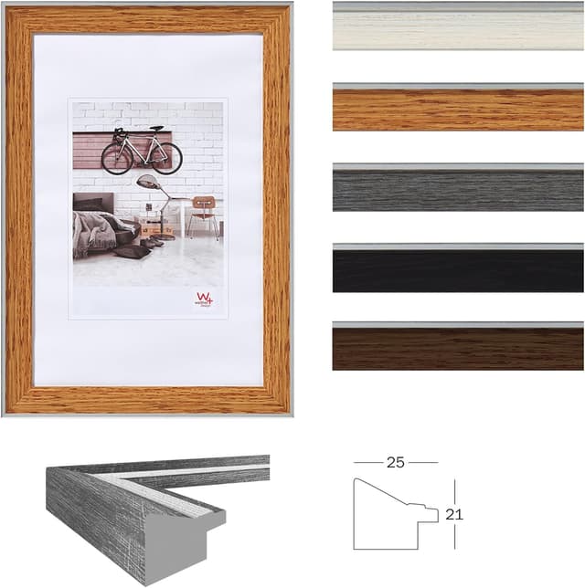 Detalle de walther design Cadre photo design bohème gris 40 x 50 cm bord extérieur argenté EN050D