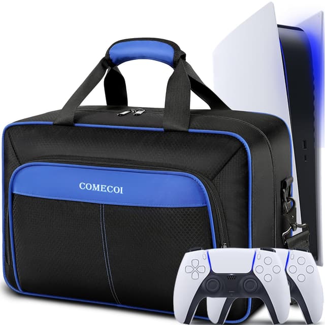 Detalle de COMECOI Carrying Case for PS5 (Travel Bag for PS5 Disk/Digital, Controllers & Accessories)