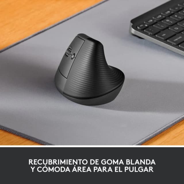 Detalle 2 de Logitech Lift Ratón vertical para zurdos 4000 DPI Negro/Gris 🖱