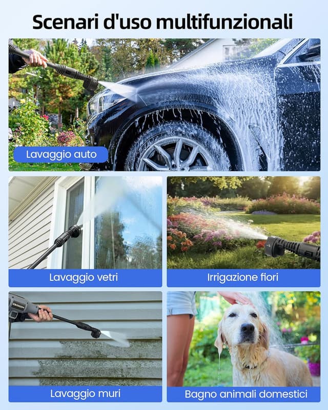 Thumbnail 4 de Idropulitrice a batteria 65 Bar portatile con pistola e ugelli
