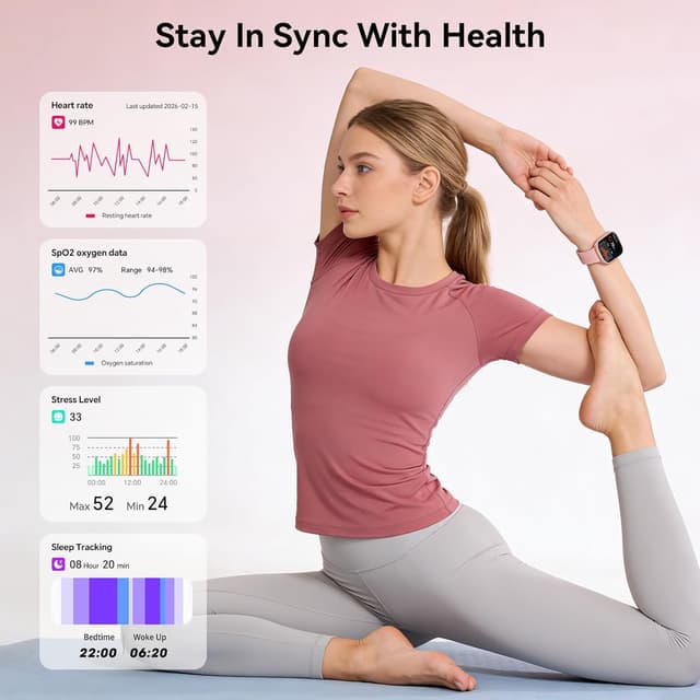 Detalle de Mingtawn 7 1.83" HD Smart Watch with Interchangeable Bands, Bluetooth Call & Health Monitoring