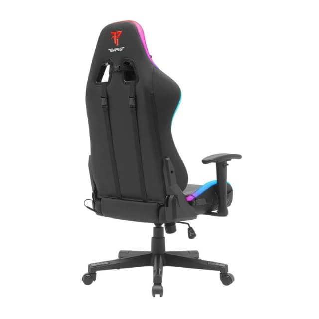 Detalle 2 de Tempest Glare RGB silla gaming negra con iluminación y respaldo reclinable hasta 180º