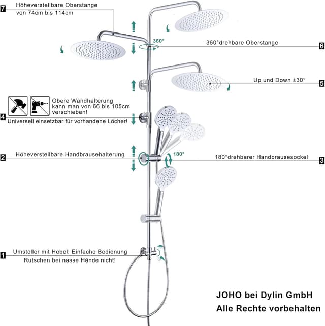 Thumbnail 4 de JOHO 304 Colonna Doccia D30cm senza Miscelatore