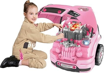 Detalle de HOMCOM Camión de Juguete para Niños +3 Años 🚗 61 Piezas Rosa