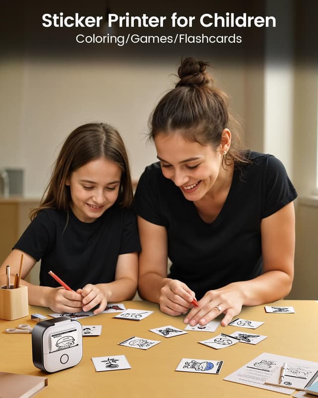 Detalle de Memoking T02 Minidrucker für Smartphone – tragbarer Thermo-Aufkleberdrucker per Bluetooth