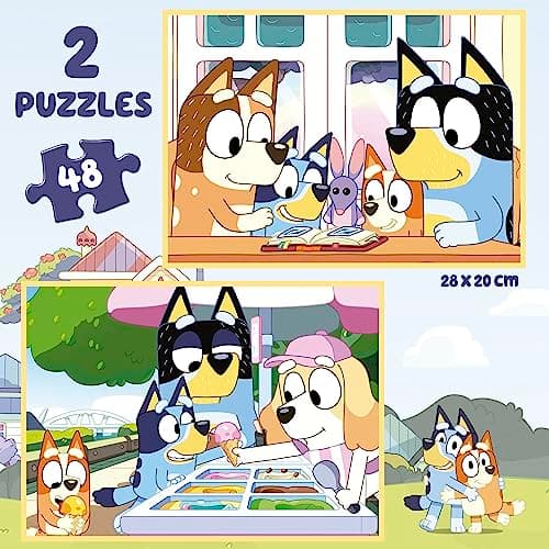 Detalle 1 de Educa Puzzle Bluey 🧩 Set 2 Puzzles de 48 Piezas en Maleta para Niños 5+