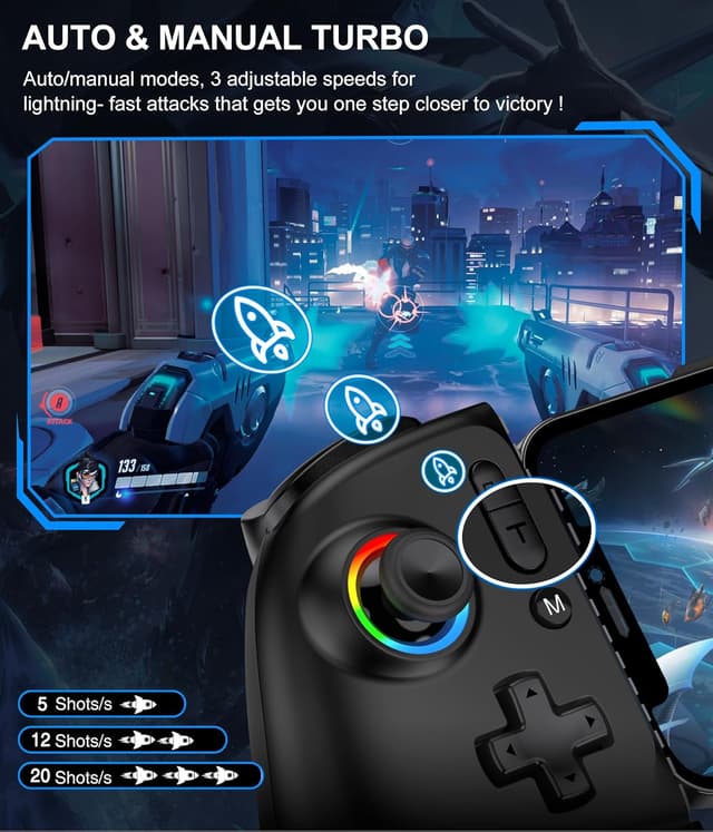 Thumbnail 3 de Universal Wireless Mobile Gaming Controller with Hall Joysticks