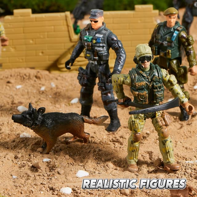 Detalle de JOYIN 16 PCs Army Men Playset with 12 Army Ranger Figures and Weapon Accessories