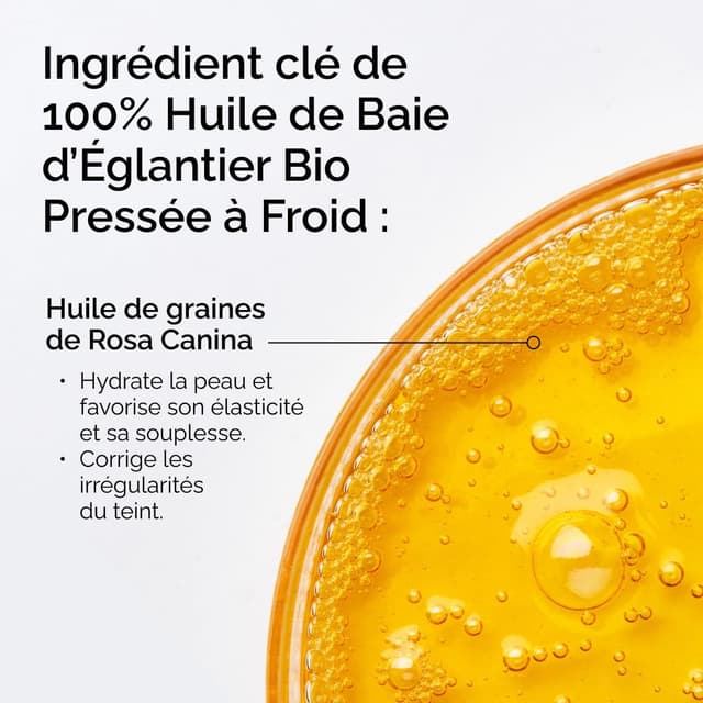 Detalle de Huile 100% baie d’Églantier Bio pressée à froid The Ordinary (30 ml) pour atténuer les signes de l’âge