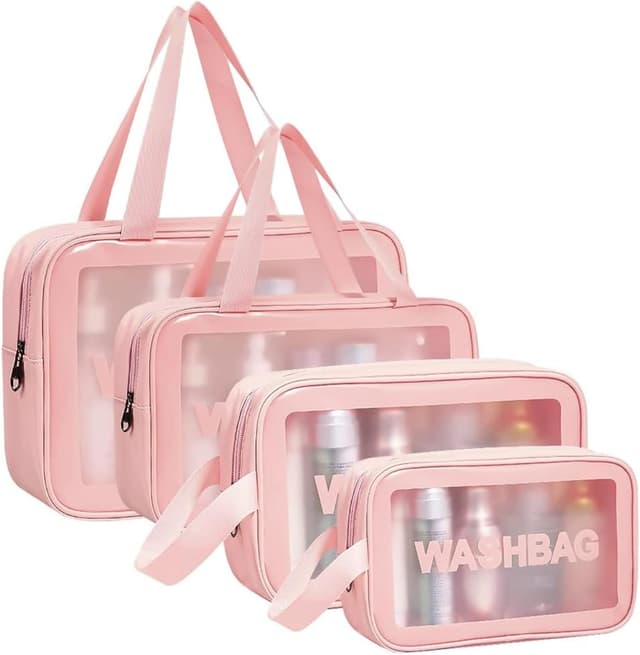 Detalle de Aucuu Reise-Kulturbeutel Set (4-teilig) – transparente Kosmetiktaschen mit Organizer & wasserdichtem Flüssigkeitsbeutel